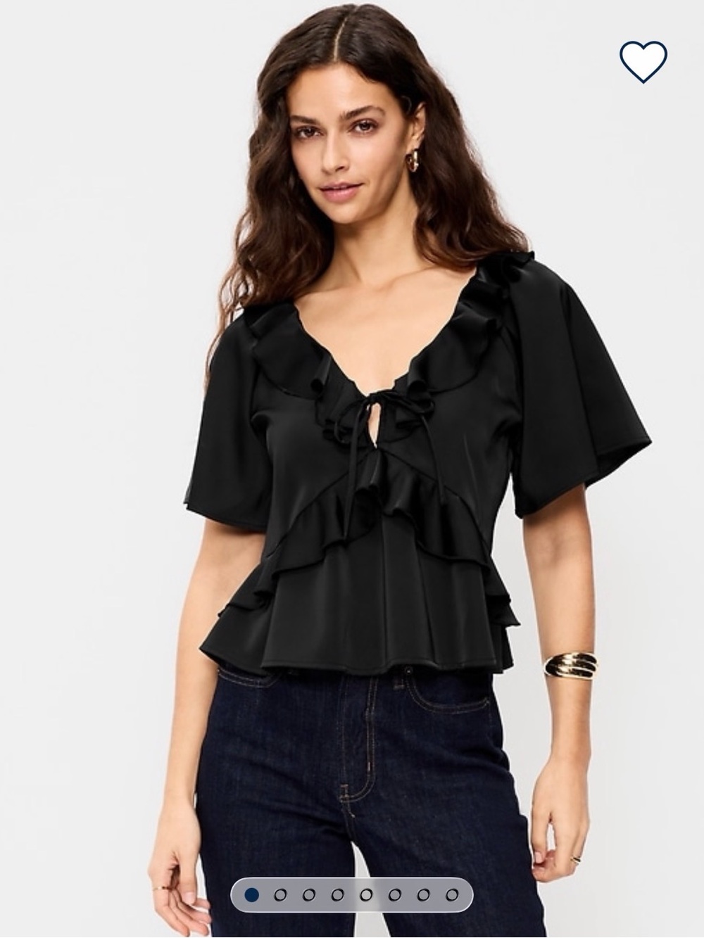 Old Navy Black Ruffle Tie-Front Peplum Blouse